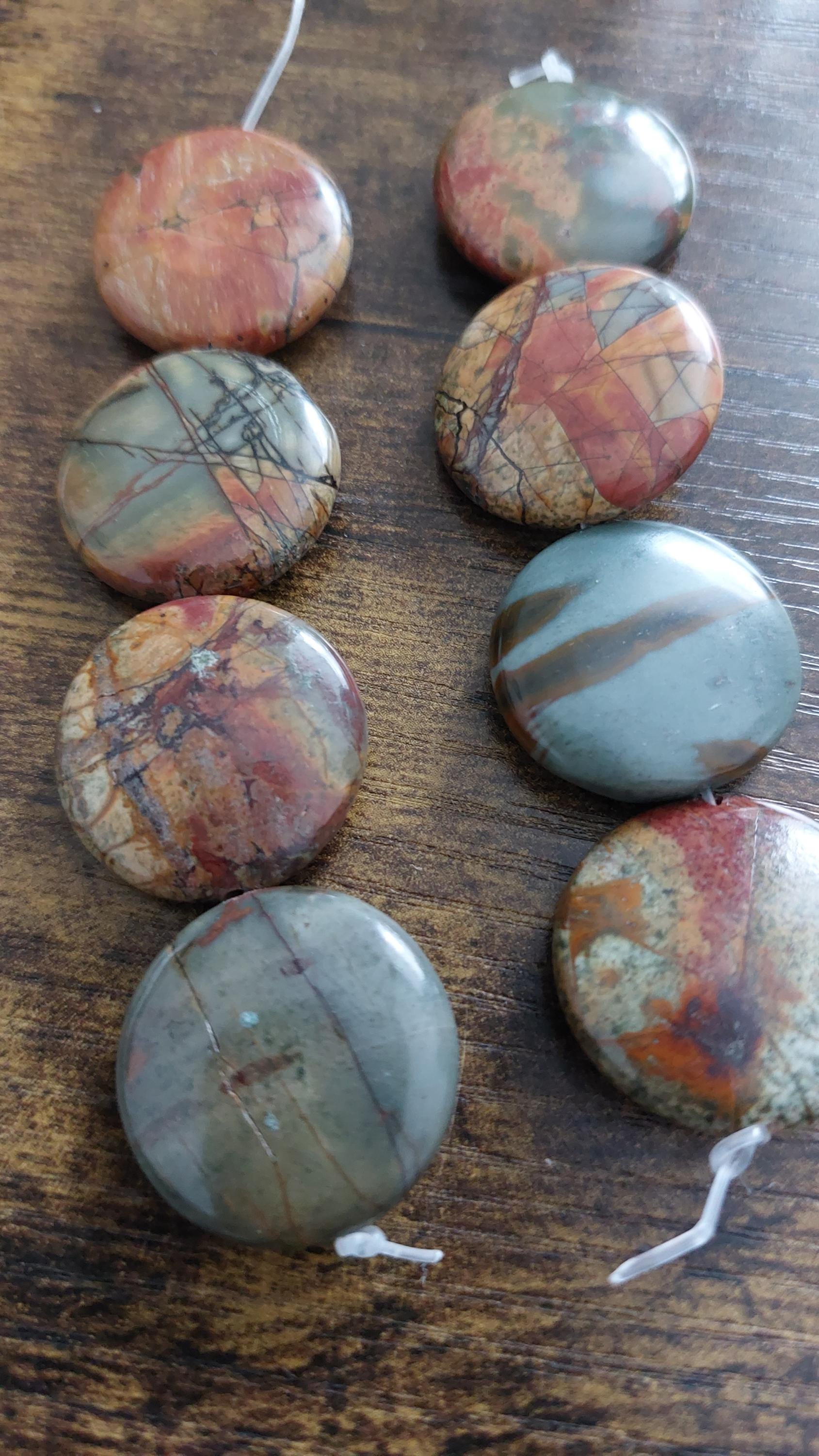 2 natural picasso jasper big beads 25mm