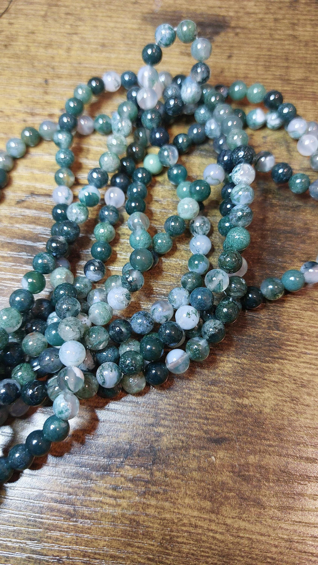 Natural Moss Agate Beads 6mm