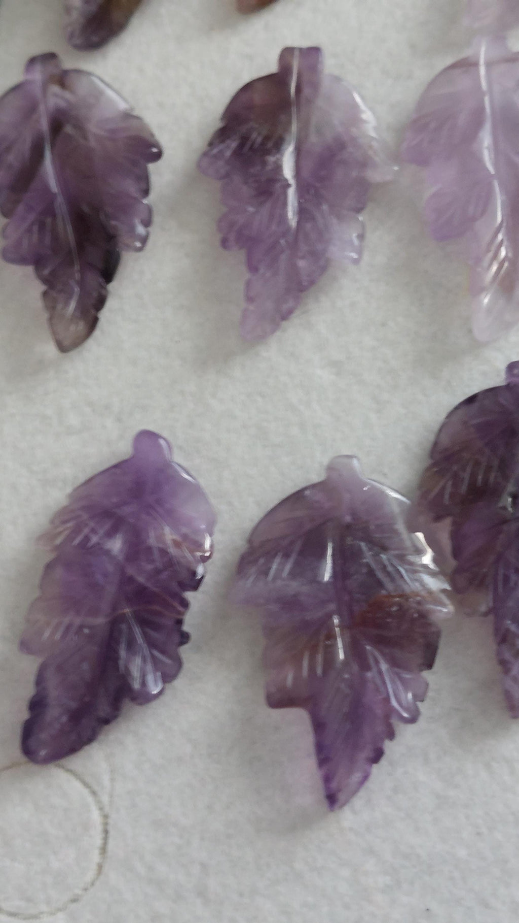 Natural Amethyst Carved Leaf Pendant 40mm