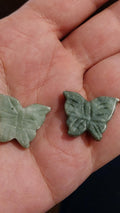 Natural Jade Carved Butterfly Beads 18x20mm — Pair