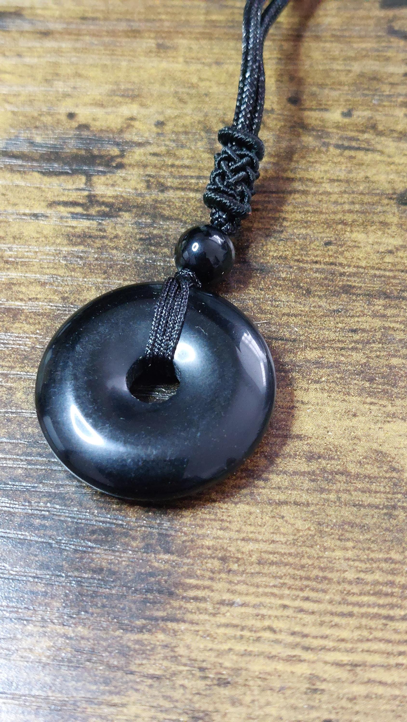 Natural Gemstone Donut Pendant Necklace