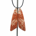 Natural Red Rainbow Jasper Wing Pendants Pair