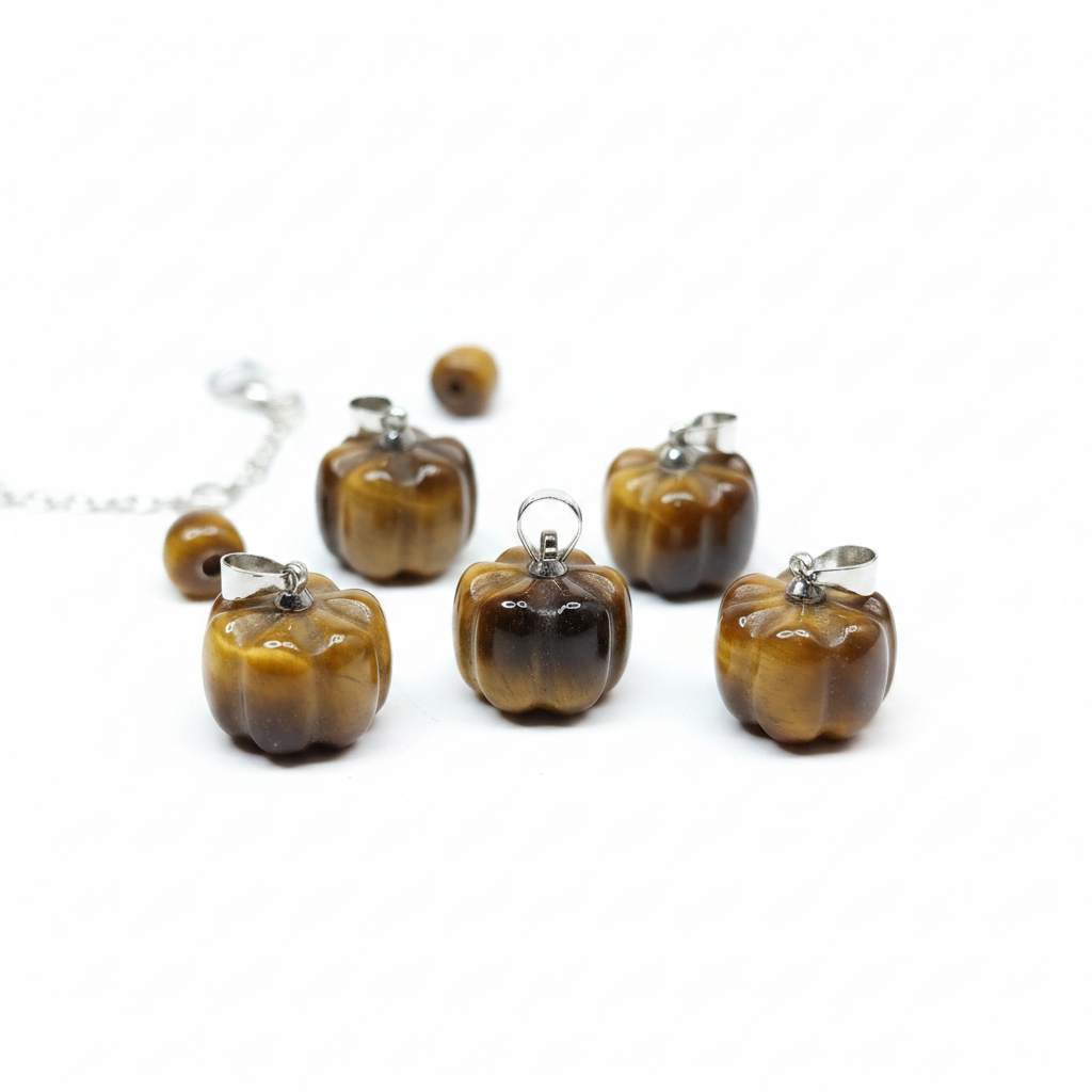 Natural Tiger Eye Pumpkin Charms
