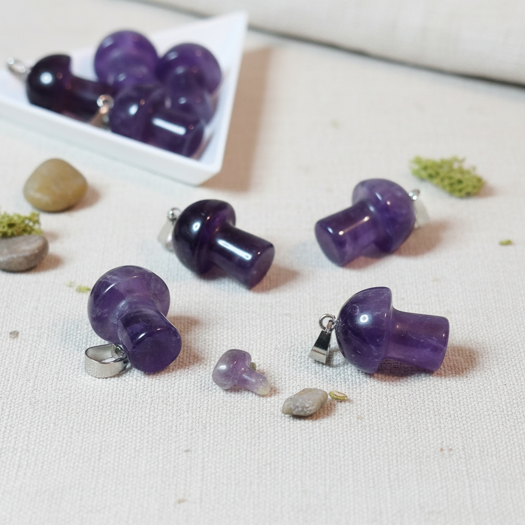 Natural Amethyst Mushroom Pendants