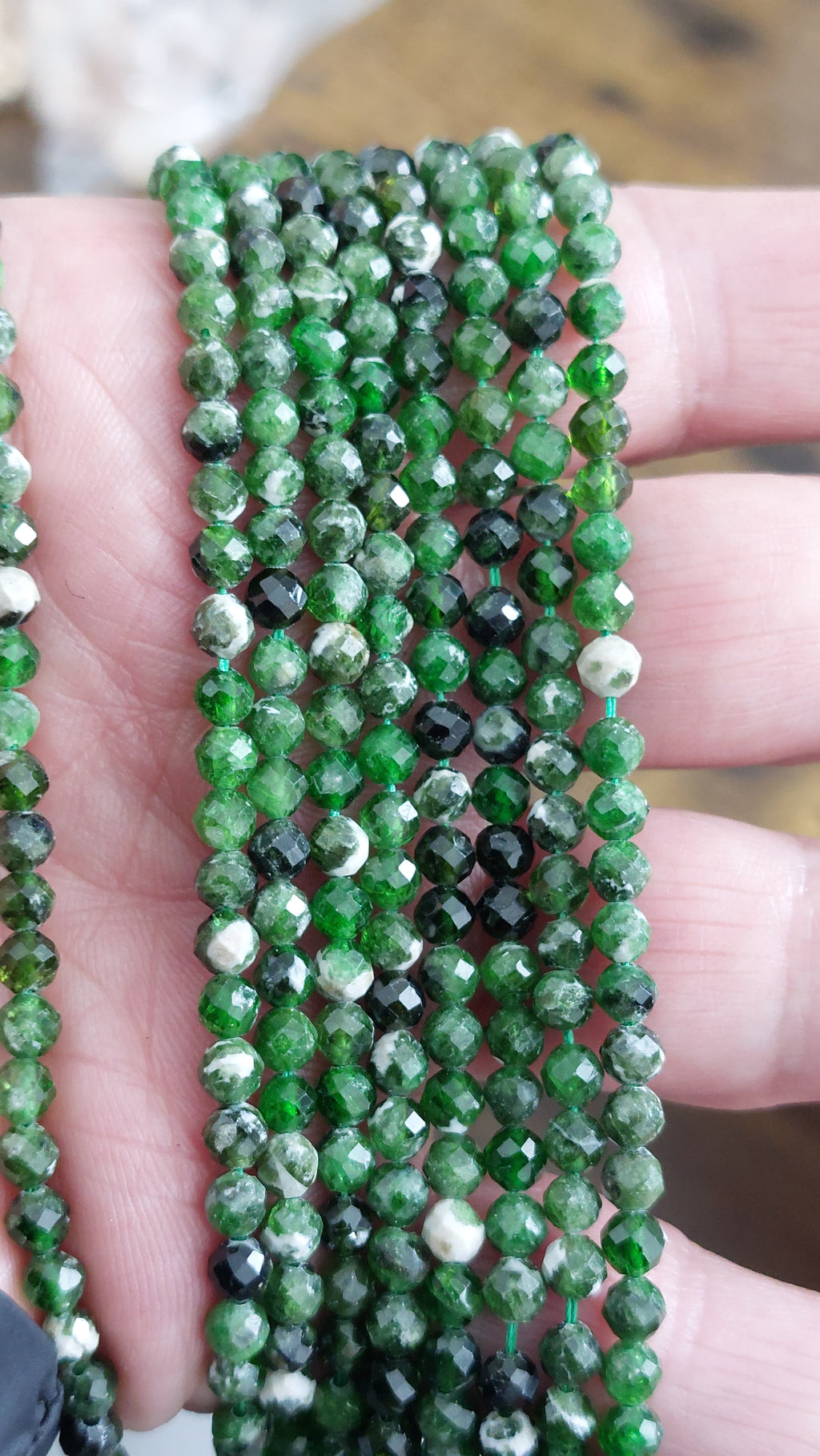 Natural Diopside Beads Strands Faceted 4mm