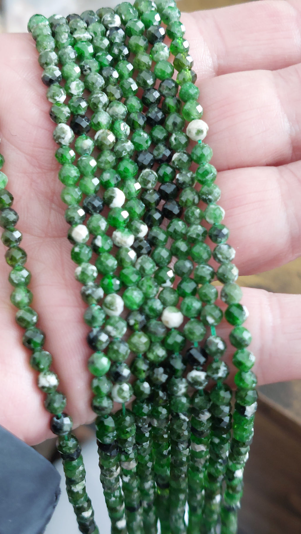 Natural Diopside Beads Strands Faceted 4mm