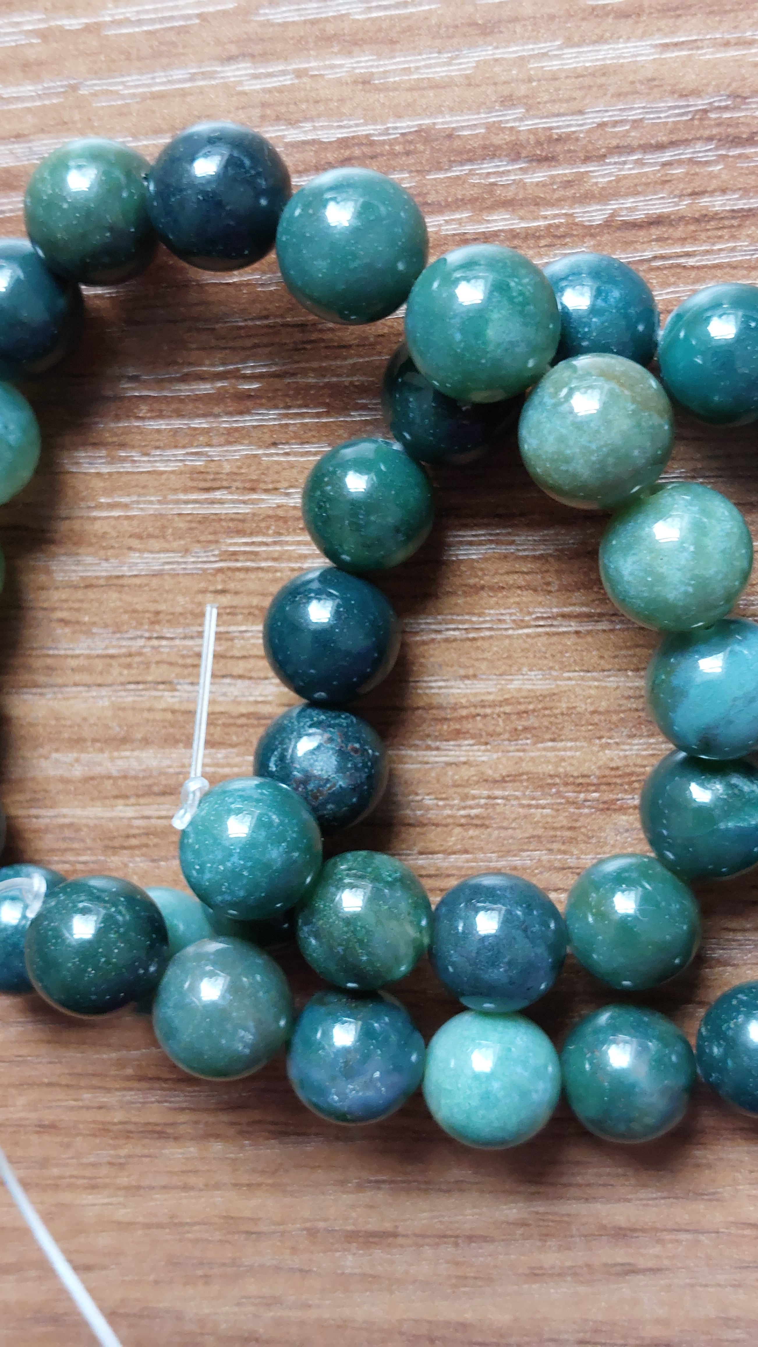 Moss agate 10mm beads strand