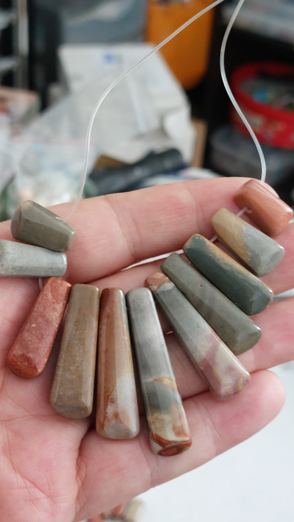 Polychrome Jasper large beads/ pendants