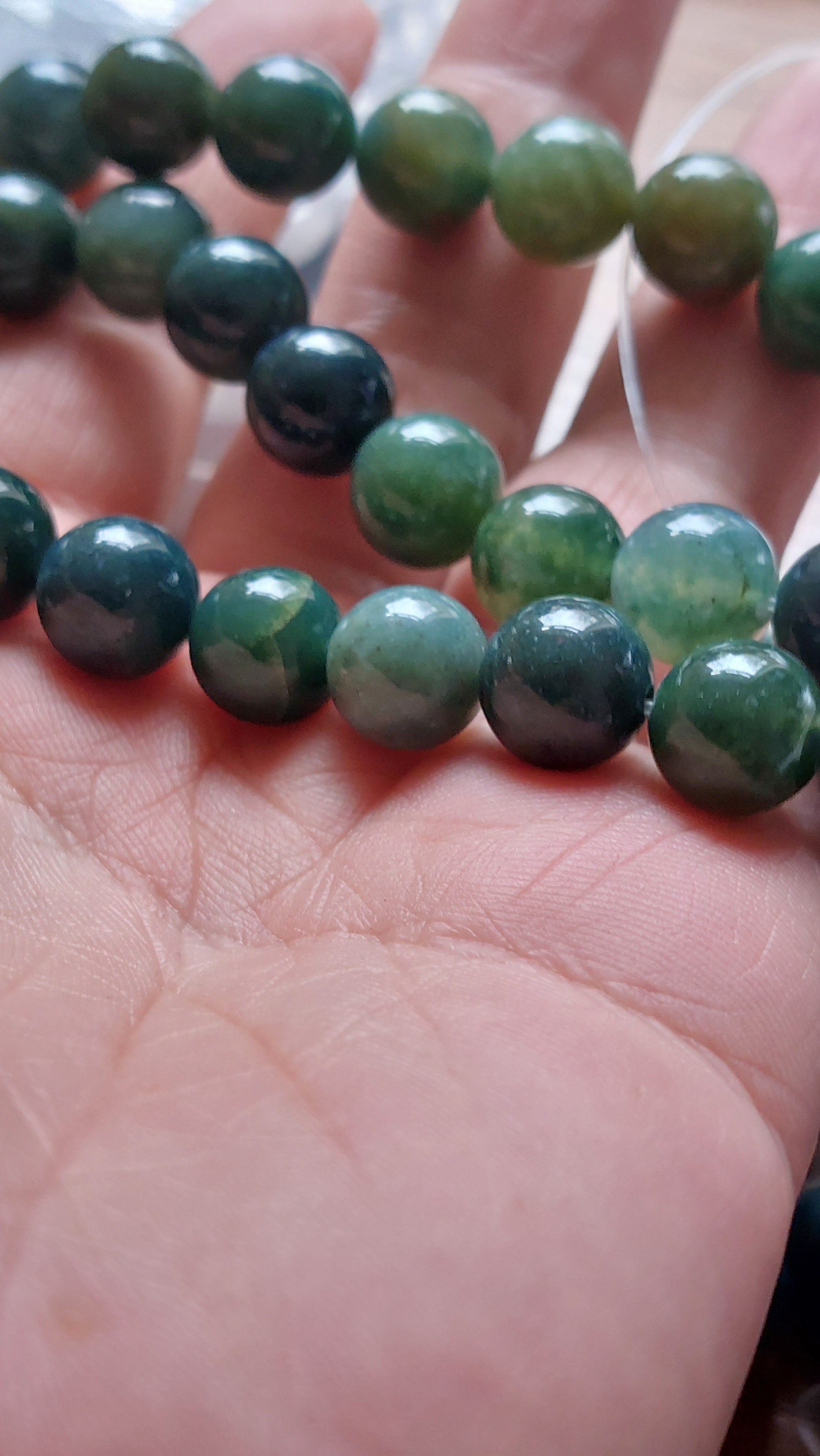 Moss agate 10mm beads strand